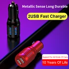 Usb Car Charger Charge Dual Usb Car Charger Metal Black Red Mini Car Charger Qc Fast Charge 3.0 24w Charger Car 12v