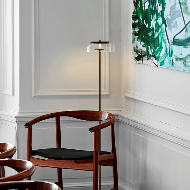 Modern style design hotel and house use standing light decoration LED glass lamp floor with gold color