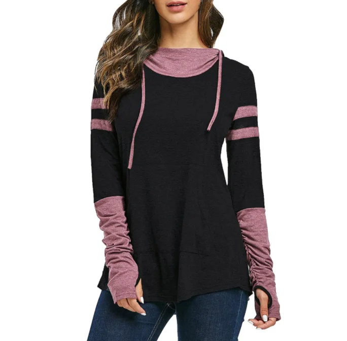oversized sport hoodies women 2020 casual patchwork sweatshirt
