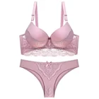 TuKIIE Lace D Cup Push Up Lingerie Brassiere Transparent Thongs Underwire Bralette Female Sexy Plus Size Panties Bra Set