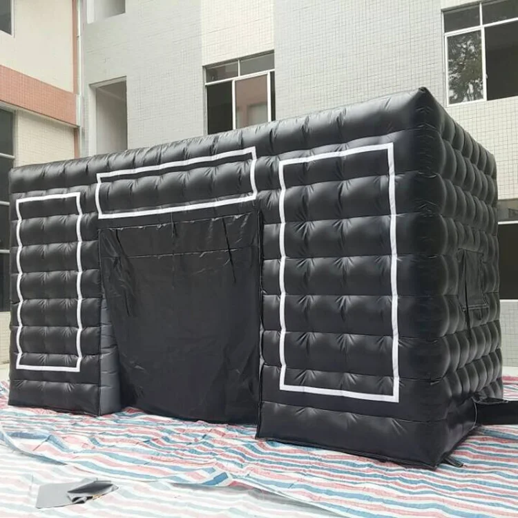 Commercial Black Portable Inflatable Tube Kiosk Blow up Booth Inflatable Cube Party Tent