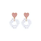 de98040 New Arrival Imitation Pearl Heart Shape Hollow Earrings For Women Korean Style Bead Earrings Wedding Party Earrings