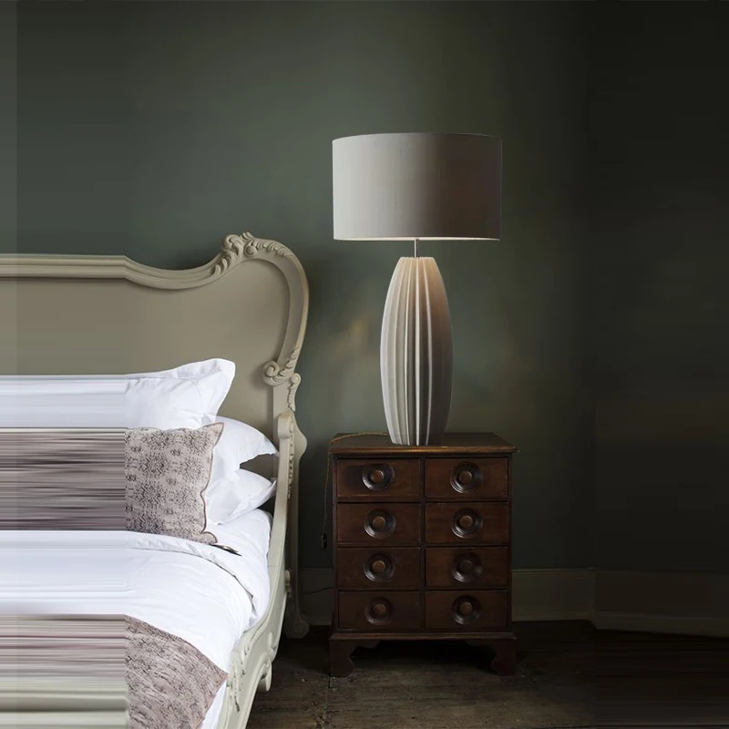 Big size Vintage antique Style Chinese Nordic ceramic bedside light table lamp