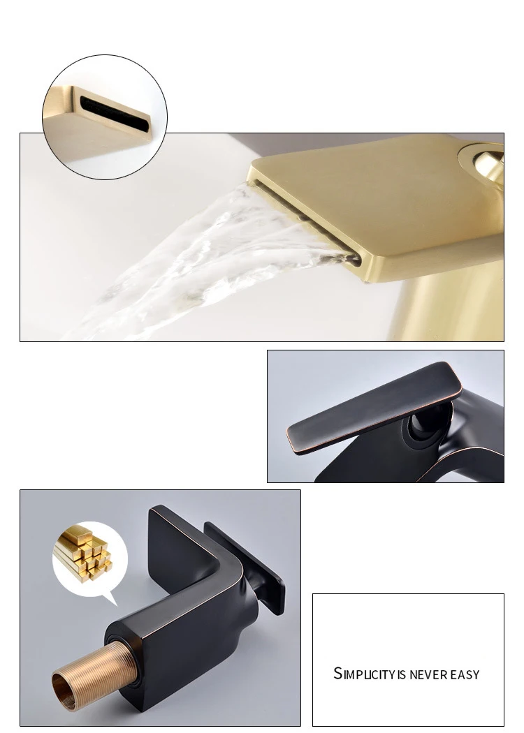 Hot and Cold Water Faucet Bathroom Mixer Tap Waterfall Brass Tap