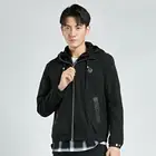 Wholesale best quality black jacket zipper up hooded jacket for men