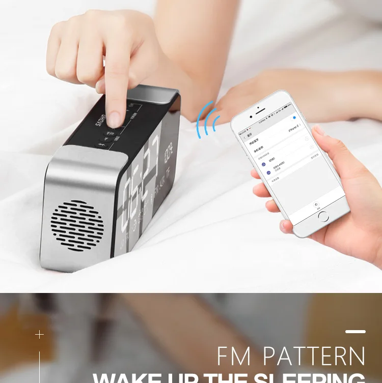 LED Alarm Clock with FM Radio Wireless Bluetooth Speaker Mirror Display Support Aux TF USB Music Player Wireless for Office Home - ANKUX.COM