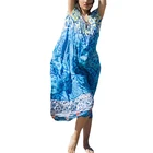 Women Plus Size Swimsuit Cover Up Swimwear Batwing Sleeve Beach Kaftan Dress