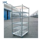 Chinese supplier wire mesh shelf flower greenhouse transport metal rolling plant shipping racks