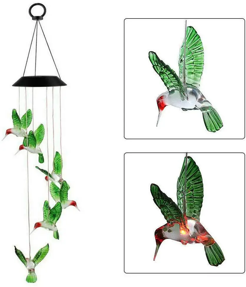 Outdoor Garden Decor Solar Hummingbird Wind Chime With Led Light Ip54 Waterproof Buy Solar Hummingbird Wind Chime Outdoor Garden Decor Solar Wind Chime Light Solar Wind Chime Hummingbird With Led Light Product On