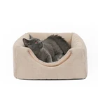 pet supplier cute green suede dog bed with heating plush and antiskid bottom