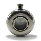 Men Hip Flask Transparent Glass Lighting 5OZ Wine Bottle Flat Portable Round Hip Flask