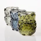 wholesale crystal owl shape small electroplated infinity replacement glass votive tealight candle holder for home decor