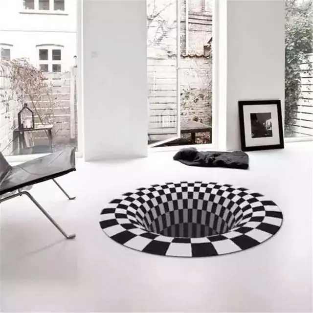stereo vision mat printed round optical 3d vortex illusion rug carpet