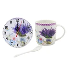 Gift Set Hot Sale Cheap Lavender Flowers Printing Table Ceramic Mug Gift Set