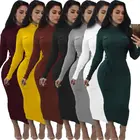 Dresses Long Sleeve Knitted Bodycon Sexy Maxi Casual Dresses Lady Elegant Fall Clothing For Women