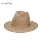 promotional cheap chinese handmade unisex leisure brown 100% australian big brim wool felt fedora hat with logo