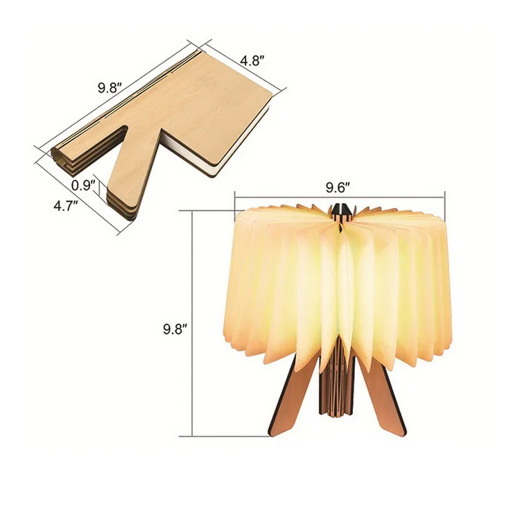 Reading Book Lamp Wooden Decorative 3d LED Night Light For Hotel Room