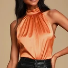 Satin Women Sleeveless Sexy Satin Blouse