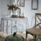 Trendy classical home diameter 150cm 190cm plain dyed round white lace hollow table cover table cloth