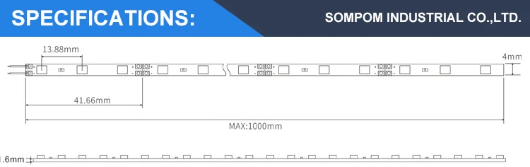 SOMPOM 4mm ultra thin SMD2835 strip light 12V 72beads leds/m LED Light Bar