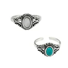 S925 sterling silver turquoise shell stone art made old open ring