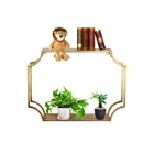 2020 Custom Living Room Furniture Creative Modem Iron Mounted Storage Wall Shelf Metal Wood