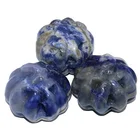 Wholesale natural carved blue vein stone crystal pumpkin craft for kids gift