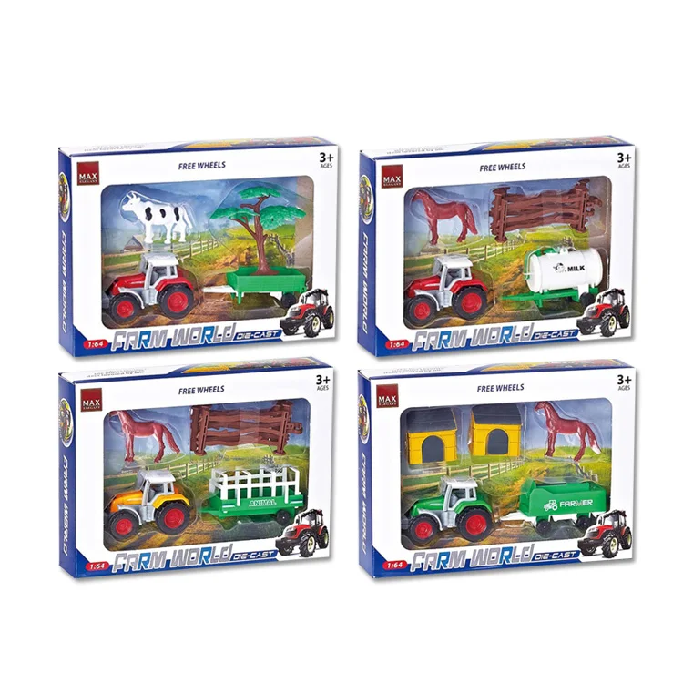 High Quality Kids Educational Animal Alloy Diecast Pull Back Friction Farm Truck Toy