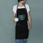 High quality fashionable leather strap work apron waterproof oil-proof dining room adult apron can be customized