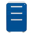 Office furniture round edge blue 3 drawer metal mobile pedestal file cabinet on wheels any workstation