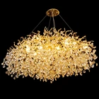 Tree Branch Shade Crystal Brass Chandelier Lamp Art Pendant Light Home Loft