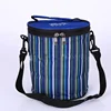 Reusable Hot Sale Collapsible Polyester Insulated Striped Tiffin Lunch Box Tote Cooler Bag