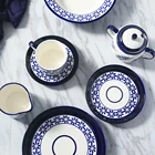 YF1764 Manufacturer Blue And White Porcelain Flat Dinner Plate Porcelain Dinnerware Set Tableware
