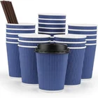 12pz 16oz Disposable Hemp Paper Cups customized hot coffee paper cup with sleeves and lid