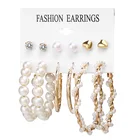 Hoop V R Amazon Hot Sale Oversize Geometric Pearl Hoop Earrings Gold Twist Earring Set Fashion Jewelry