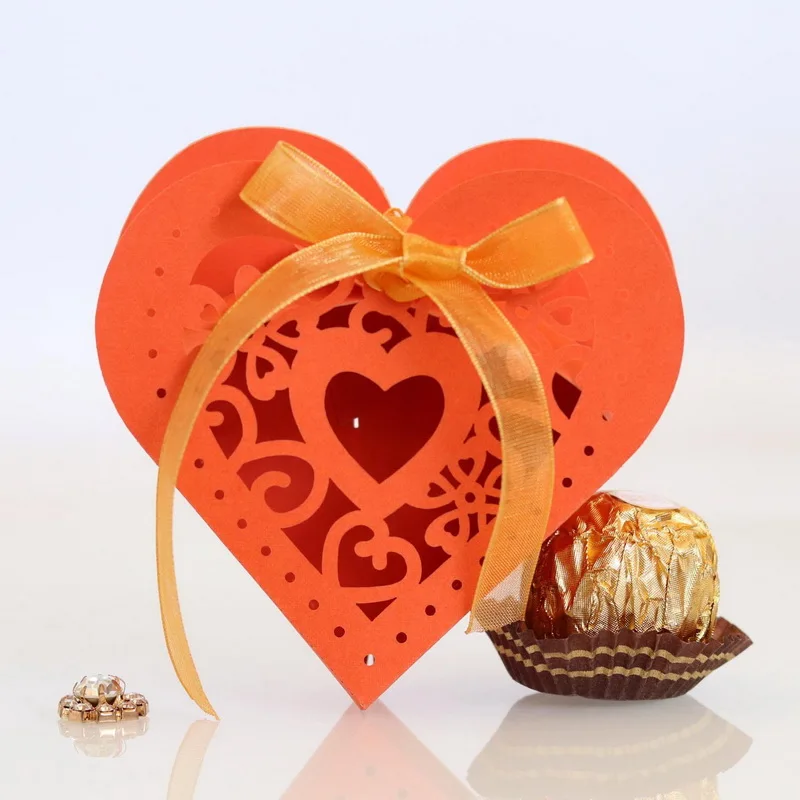 heart laser cut sweet box packaging wedding candy favors