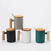 Hot sale ceramic coffee cup mug with bamboo lid