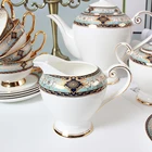 2020 new style luxurious Coffee cup set tea set white ceramic coffee cup and saucer gold