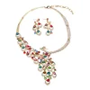 Elegant wedding necklace earrings jewelry set Wholesale jewelry Indian style peacock fashion luxury jewelry set XLNK96