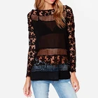 Cotton Blouses Cotton Blouse Ladies Black Lace Crochet Cotton Tops Blouses Latest Design