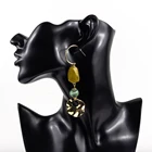 statement gold plated long dangling acrylic chain hoop earrings