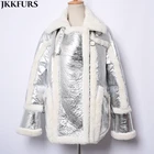 Women Winter Fashion Down Coat Real Lamb Fur Coat White Duck Down Winter Thick Warm Coat