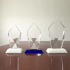 Crystal Trophy Base the 5 Sided Diamond Crystal Trophy Awards with White Base