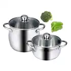 professional surgical straight shape glass lid high quality german cooking pots set 304 stainless steel cookware