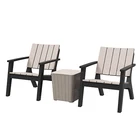 Wholesaler Outdoor Furniture Balcony Set Waterproof Plastic Chair Set With Wooden Texture Table
