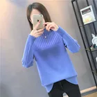 Wholesale korean style custom women sweater turtle neck soft cotton knitted pullover