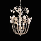 Interior Luxury Ceramic Flower Restaurant Hall Way Foyer Bar Counter Lamp Lobby New Circle 3 Cage Pendant Light