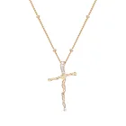 Religious Jewelry Catholic 925 Sterling Silver 18K Gold Cross Pendant Necklace Minimalist Damila Jewelry YA0040
