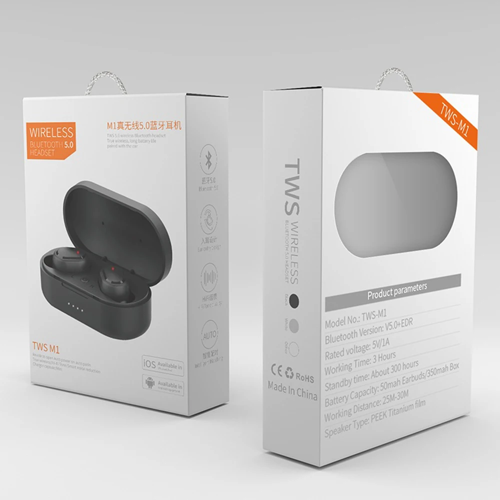 M1 TWS 5.0 Wireless Headsets VS Redmi Airdots Earbuds Wireless Earphone with Mic for xiaomi samsung headphone 350mah charger box - ANKUX.COM