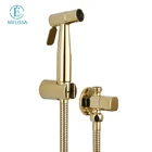 Melissa Brass Stainless steel Bathroom Zirconium Bright gold toilet bidet spray shattaf set Handheld shower Angle Valve